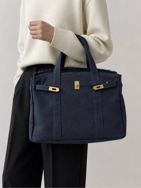 Boatkin Navy Tote Bag~ Solid Color Everyday Carryall